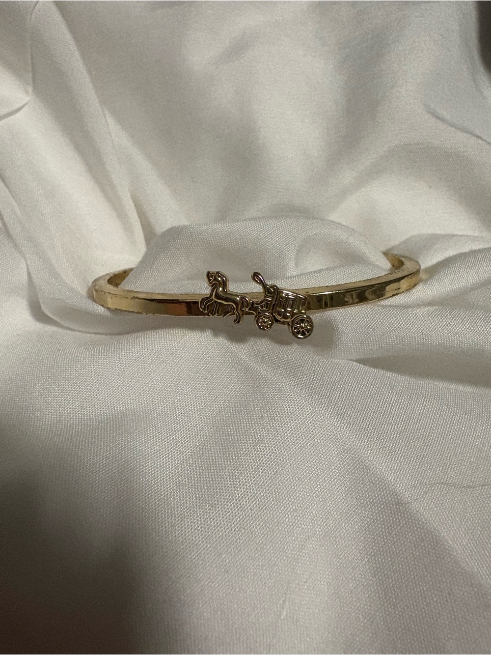 Coach Gold Tone Horse & Carriage Open Cuff Bracelet